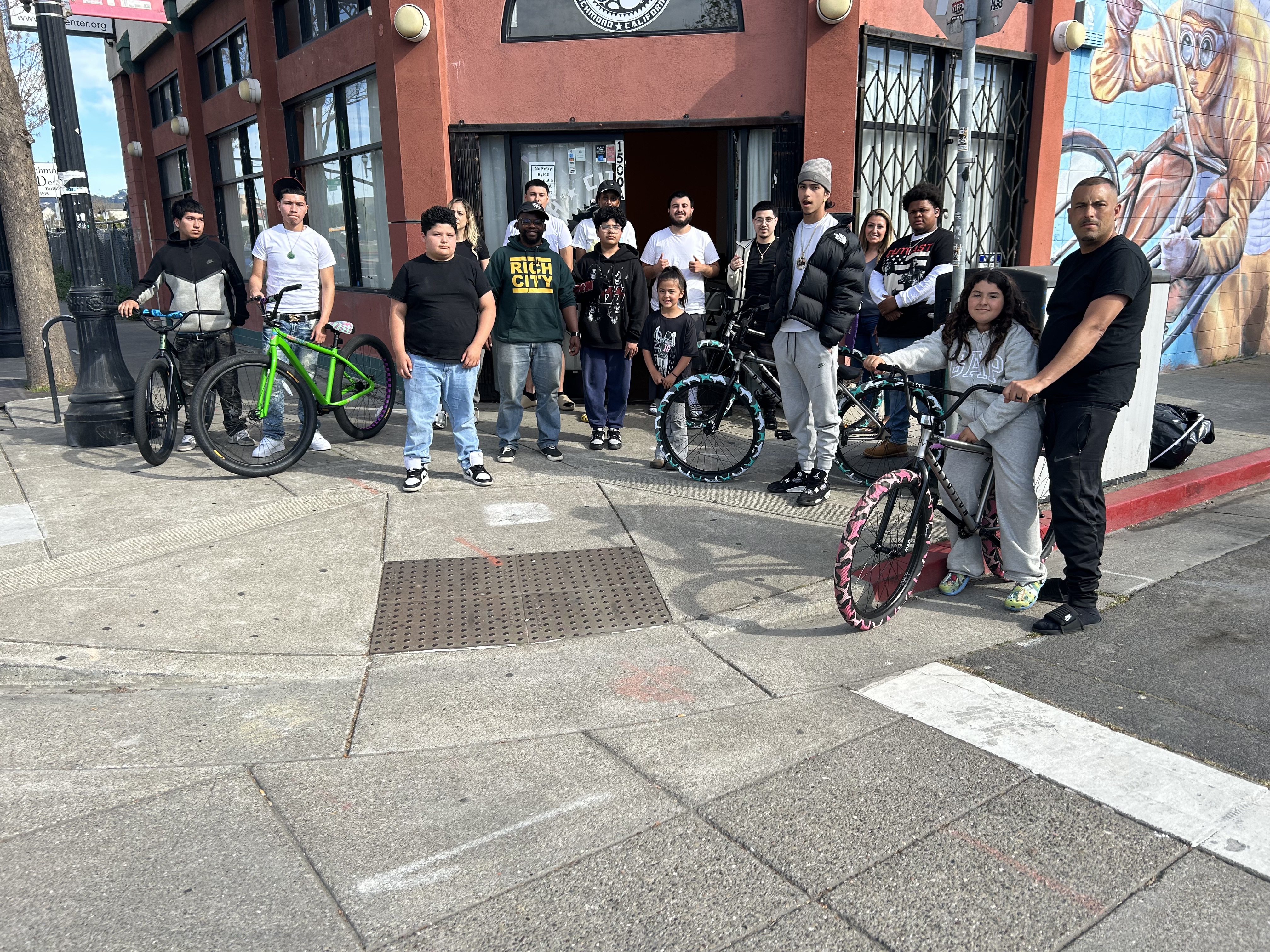Community members at a bike exchange event.